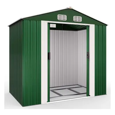 Deuba Garden Metal Tool Shed Size and Colour Choice Galvanised Green Anthracite Brown Roofed Out