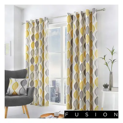 Fusion - Lennox - 100% Cotton Ready Made Pair of Eyelet Curtains - 66' Width x 90' Drop (168 x 2