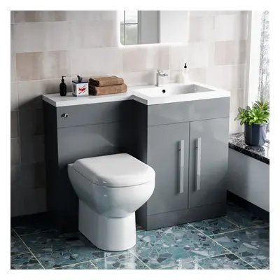 1100mm RH Freestanding Grey Vanity with BTW Toilet, WC & Basin