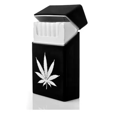 Silicone Cigarette Case Pack Box Cover Cig Holder King Size Cigarettes Black Weed Leaf Design No