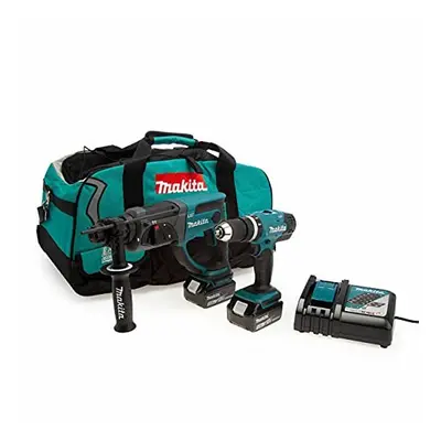 Makita DLX2025T 18V LXT Twin Pack-DHP453 Combi Drill + DHR202 Rotary Hammer (2 x 5.0Ah Batteries