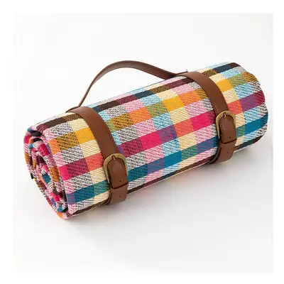 (colorfull, 150x200) Thicken Leather Plaid Picnic Mat Foldable Camping Mat Waterproof Moisture-P