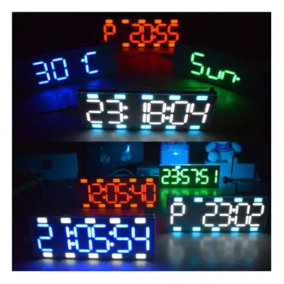 (Blue) DIY Digit LED Large Screen Two-Color Digital Tube Desktop Clock Kit Touch Control