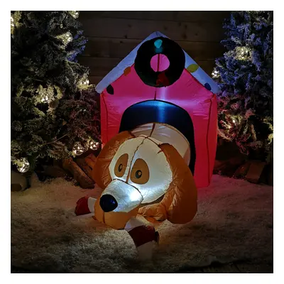 1.2m Inflatable Light Up LED Indoor Outdoor Dog House Christmas Decoration