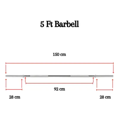 (5ft) Standard Barbell inch Straight Weight Lifting Bar Collars 4ft 5ft 6ft 7Ft