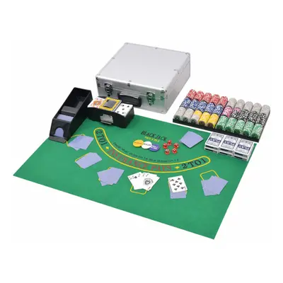 vidaXL Combine Poker/Blackjack Casino Game Set with Laser Chips Aluminium