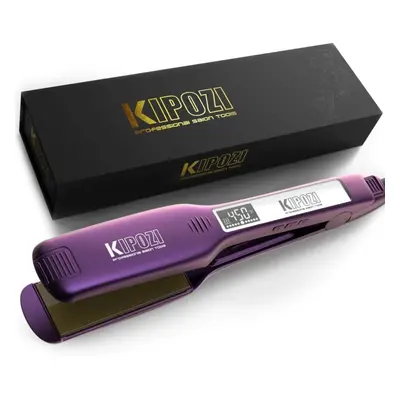 (Purple, UK) Kipozi Professional Hair Straightener Titanium Flat Iron With Digital Lcd Display D