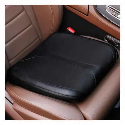 (Black Leather) Leather car memory foam booster seat cushion for short people driving suitable f