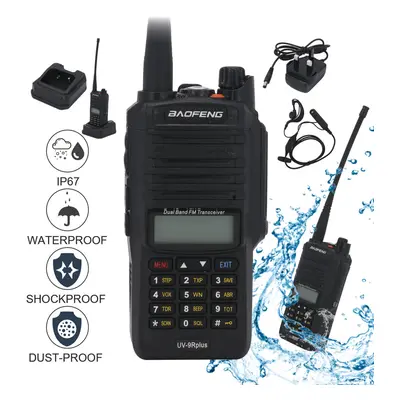 Baofeng UV-9R Plus IP67 Waterproof Walkie Talkie Two Way Radio+Earpiec