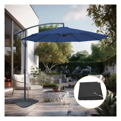 (Blue) 3M Banana Cantilever Parasol Garden Patio Umbrella with Base Weights Cover