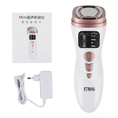 (white, No Gift Box) New Mini Hifu Ultrasonic Rf Ems Microcurrent Face Lifting Anti-wrinkle Faci