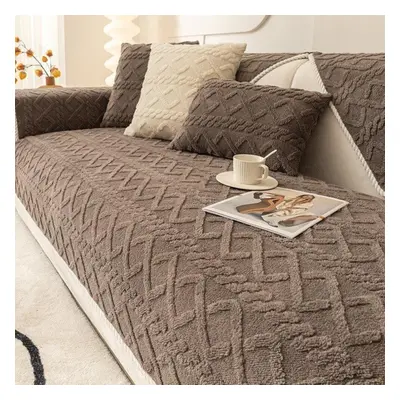 (brown, W110 x L180cm 1pc) Soft Winter Warm Plush Sofa Covers Slipcovers Sofa Towel Non-slip Cou