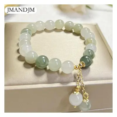 (as the picture) Natural Tianshan Cuiyu Bracelet Female Simple Gradual Change Jade Bracelet Fash