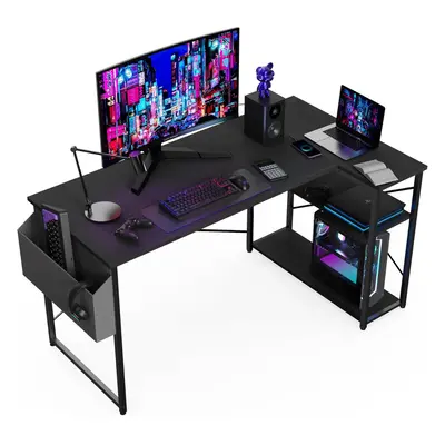 (100 x cm, Black) Shaped Gaming Desk, 100x70 cm Computer Desk with Storage Bag