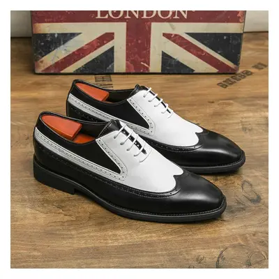 (black, 42) New Men&apos;s Dress Leather Shoes Luxury Fashion Groom Wedding Shoes Men England St