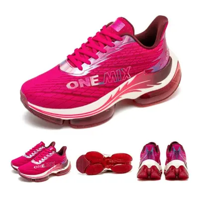 (Red, 42) ONEMIX Fashion Running Shoes for Men Air Cushion Athletic Couple Trainers Sport Runner