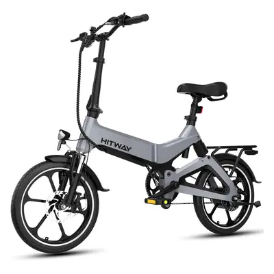 (Grey-Black) Hitway Electric Bike BK2 - 16Inch Foldable City E Bike with 7.8Ah Removable Battery