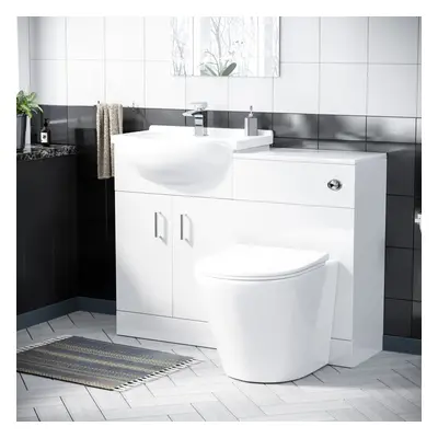 Dyon 550mm White Vanity Sink Unit, Cloakroom Basin & BTW Toilet WC