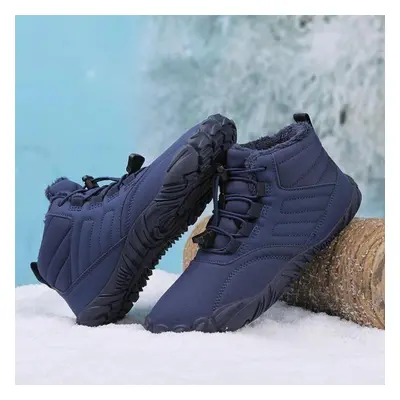 (blue, 42) Winter Warm Running Barefoot Shoes Women Men Rubber High Ankle Boots Waterproof Non-s