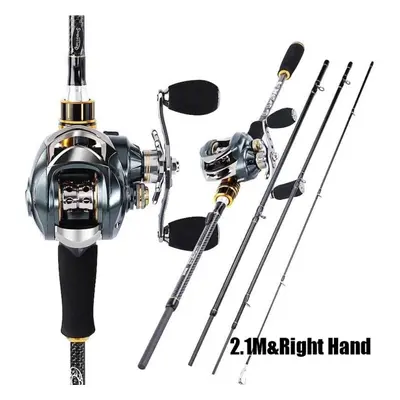 (2.1M & Right Hand) Casting Fishing Combos Ton Carbon Fiber Pieces Casting Rod And 11+1bb 7.0:1 