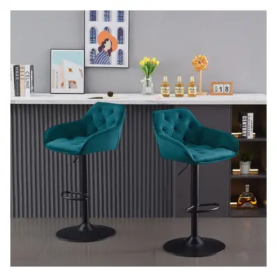 (Teal) pcs Bar Stools Paddedï¼Armrest Swivel Bar Chairs