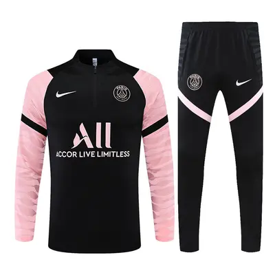 (M) PSG Football Training Suit Long Sleeve Tracksuit Black/Pink