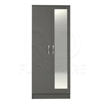 Ready assembled Classic Door Mirrored Wardrobe Grey