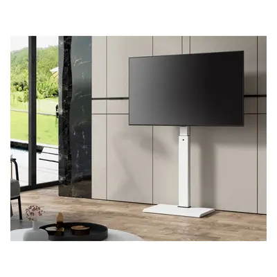 (White) FITUEYES Floor TV Stand for 32" to 55" Iron Base