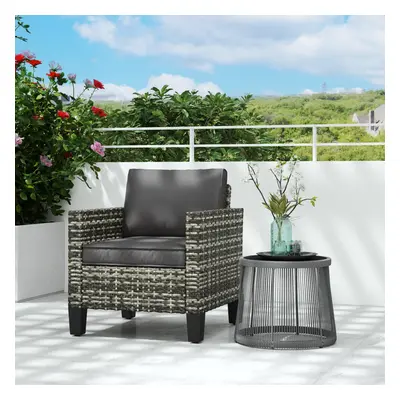 Outsunny Single Rattan Chair, Garden Armchair with Cushions, Light Grey