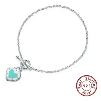 (TFSL-31, 21cm) New S925 Sterling Silver Tiffany Bracelet High-End Elegance Heart Trendy Fashion