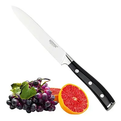 Professional Sabatier Serrated Utility Knife 5in12cm Full Tang Blade Forged from ChromeMolybdenu