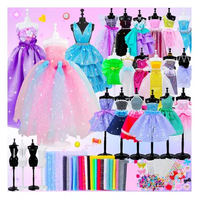 900+ Fashion Designer Kit for Girls, Sewing Kit with Mannequins, DIY Art & Craft Activity for Ki