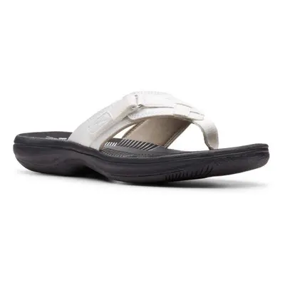 Clarks Women's Breeze Sea Flip-Flop White Synthetic/Black Sole