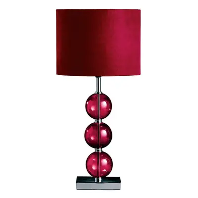 Premier Housewares Mistro Red Suede Effect Shade Table Lamp