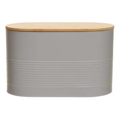 Stylish Design Grey Bread Bin, Durable Bread Bin For Dining Table, Natural Bamboo Lid Bread Cont