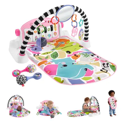 Fisher-Price Baby Gift Set Glow and Grow Kick & Play Piano Gym Pink Playmat & Musical Learning T