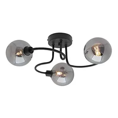 Modern Black Way Spot Flush Ceiling Light Round Mini Globe Smoke Glass Shades M0154 x G9 5w Warm