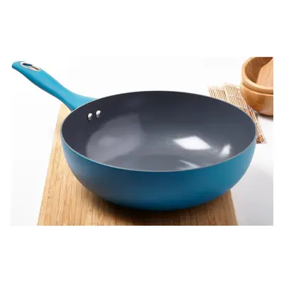 Cermalon Non Stick Wok Teal Blue