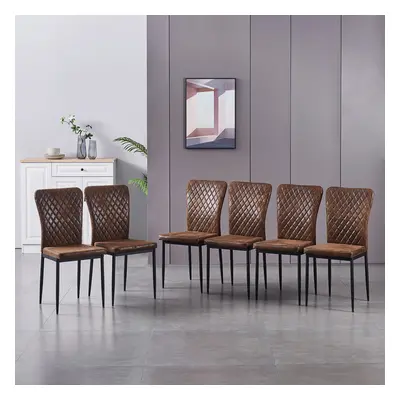 (Brown(Suede), pcs) 4/6 Dining Chairs High Back Velvet/PU Office