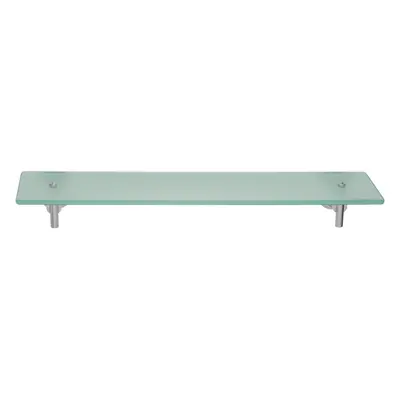 (Glass Bathroom Shelf) Glass Bathroom Shelf - No Drill Shelf Made of Satined Glass and Chrome-Pl