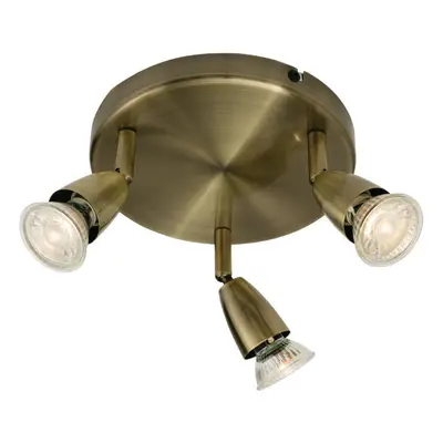 LED Adjustable Ceiling Spotlight Antique Brass Triple GU10 Dimmable Downlight