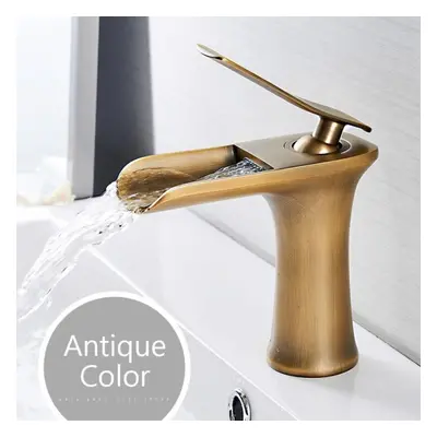 (brass) Basin Faucets Waterfall Bathroom Faucet Single Handle Basin Mixer Tap Bath Antique Fauce