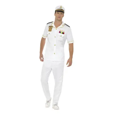 XL White Men's Captain Costume - mens captain fancy dress costume navy adults white uniform offi