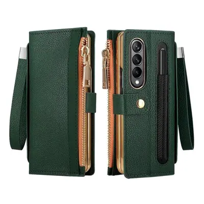 (green, For Galaxy Z Fold 4) Leather Wallet Case For Samsung Galaxy Z Fold 4 2 5g With Pen Holde