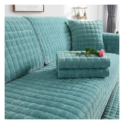 (light blue, 90*210cm) Non-slip Soft Plush Sofa Cover Sofa Cushion Universal Sofe Covers Four Se