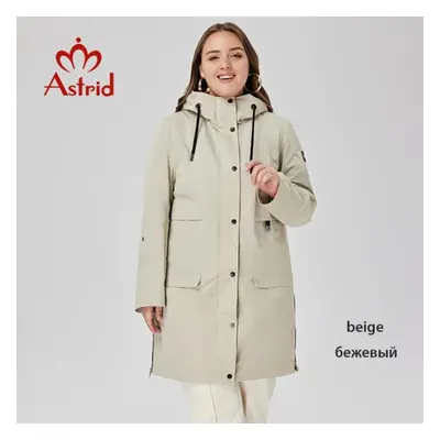 (beige, XXL) Astrid Women&apos;s Trench Coat Women Jacket Plus Size Windbreaker Casual Hooded Ov