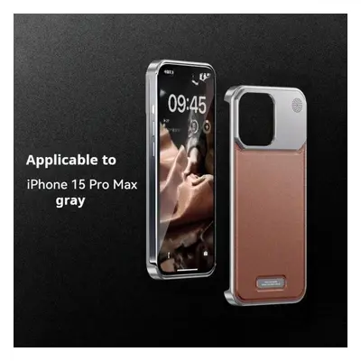 (brown, For iPhone Pro Max) Luxury Aluminum Metal Leather Shell Case For Iphone 15 13 Pro Max Ma