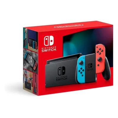 Nintendo Switch with Neon Blue and Neon Red Joy-Con