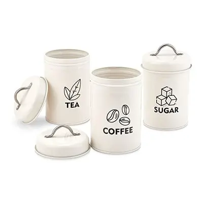 Tea Coffee Sugar Canisters Set of 3, Cream Storage Canisters Jars With Lids, Vintage Retro Style