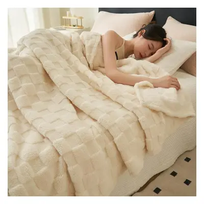 (beige, 180*200cm) Single Piece Coral Pile Blanket Comforter Nap Sofa Blanket Cover Blanket